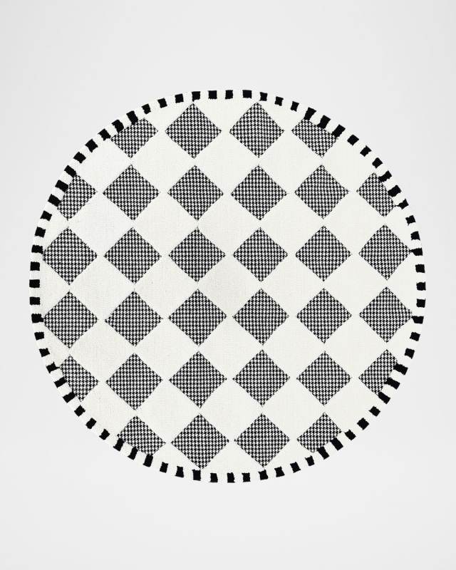 Houndstooth Check Diamond Rug, 6' Round